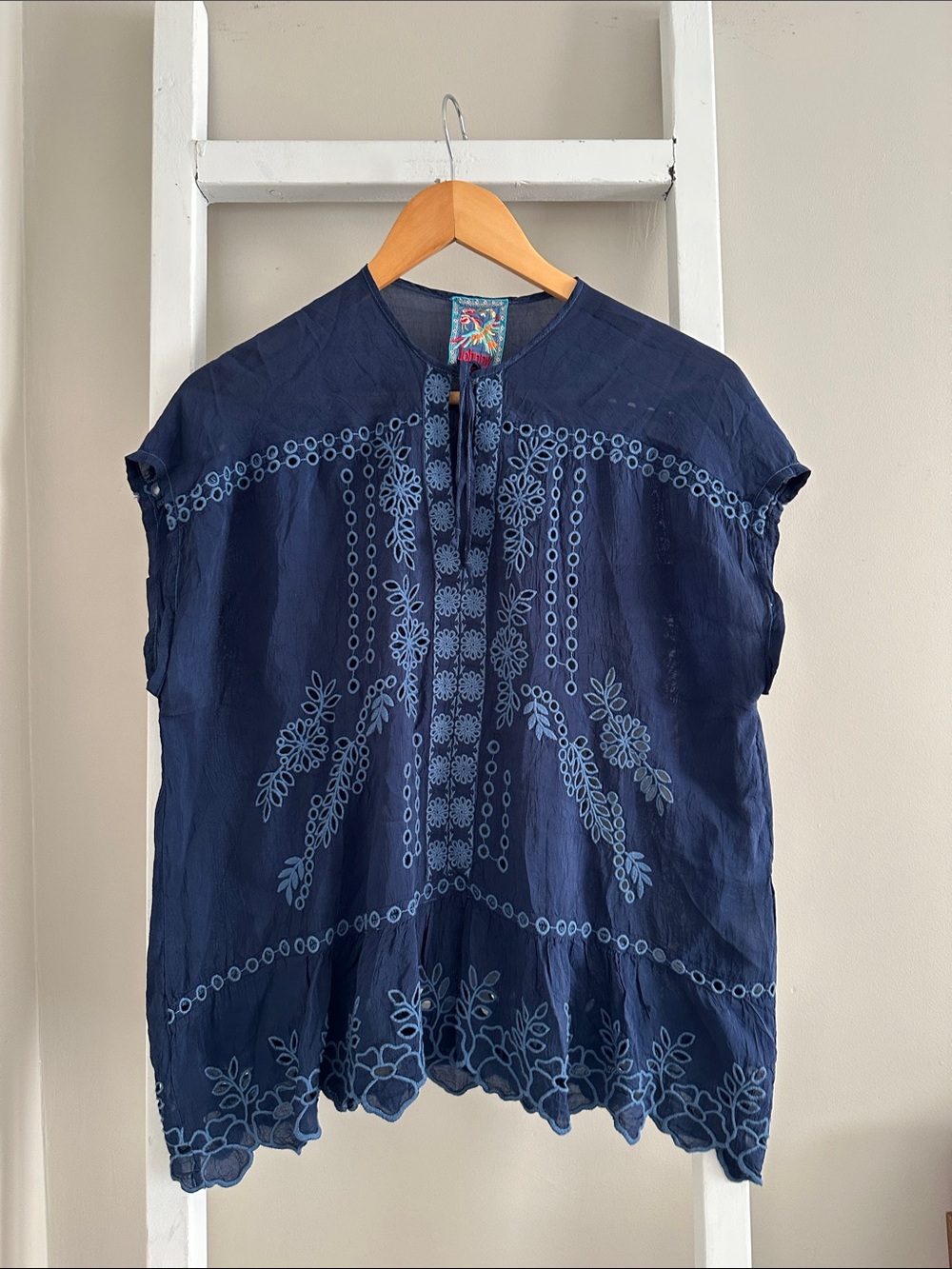 Johnny Was Embroidered Blouse Top